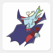 funny silly vampire cartoon character square sticker
