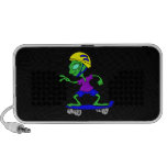 Funny Skateboarding Green Alien Cartoon Doodle