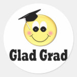 Funny Smiley Face Graduate Round Sticker