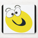 Funny Smiley Face Yellow with Black Border Mouse Pads