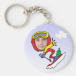 Funny Snow Skier Photo Face Template Keychains