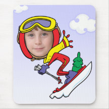 Funny Snow Skier Photo Face Template Mouse Mats