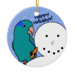 Funny Snowman Blue Parrotlet Ornament