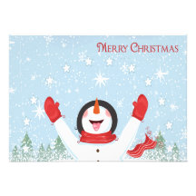 funny snowman christmas greeting or invitation