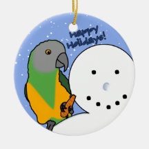 Funny Snowman Senegal Parrot Ornament
