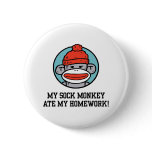 Funny Sock Monkey Pinback Button