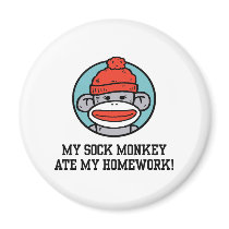 Funny Sock Monkey Magnets