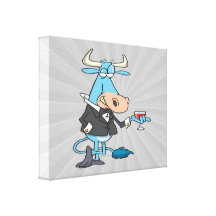 funny sophisticated bull cartoon canvas prints
