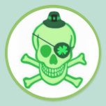 Funny St. Patrick's Day Irish Pirate Skull Sticker stickers