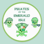 Funny St. Patrick's Day Irish Pirate Skull Sticker stickers
