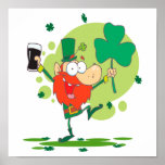 funny st pattys day leprechaun cartoon character posters