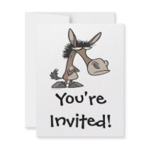funny stubborn donkey cartoon custom invitations