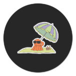 funny sun tanning beach octopus stickers