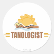Funny Sun Tanning Round Stickers