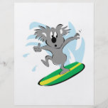 funny surfing koala bear flyer design