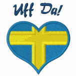 Funny Swedish Uff Da with Heart  Flag of Sweden embroidered shirts