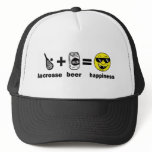 Funny T-Shirt Lacrosse + Beer = Happiness hats