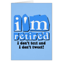 Funny text tweet retirement greeting cards