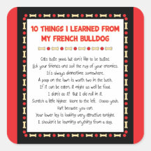 Funny Things I Learned From My French Bulldog Square Sticker