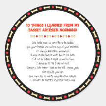 Funny Things Learned From Basset Artésien Normand Round Sticker