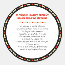 Funny Things Learned From Basset Fauve de Bretagne Stickers