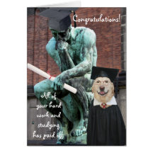 Funny Thinker & Dog Graduation Cards