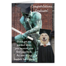 Funny Thinker & Dog Graduation Greeting Card