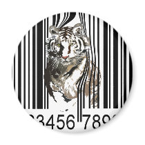 Funny tiger barcode vector fridge magnet
