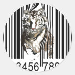 Funny tiger barcode vector round sticker