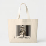 Funny tiger barcode vector tote bag