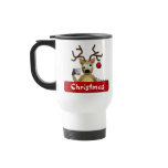 Funny Tipsy Reindeer Merry Christmas Travel Mug