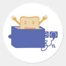 funny toaster icon round sticker