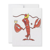 funny toasting lobster cartoon personalised invitations