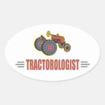 Funny Tractor Oval Sticker