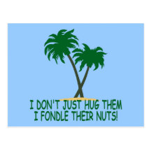 Funny tree hugger postcard