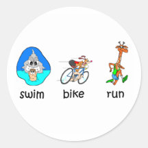 Funny triathlon round stickers