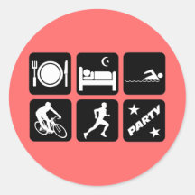 Funny triathlon round stickers