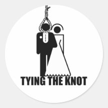 Funny, "Tying the knot" wedding design Stickers