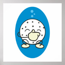 funny underwater golf ball holding its nose poster