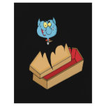 funny vampire bat with coffin cartoon flyers