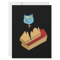 funny vampire bat with coffin cartoon personalized announcements