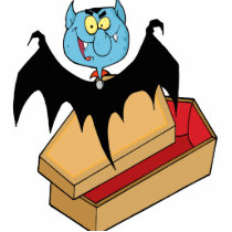 funny vampire bat with coffin cartoon photo sculptures