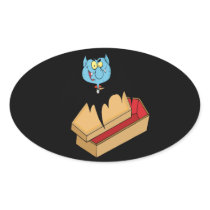 funny vampire bat with coffin cartoon stickers