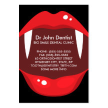 Funny vampire teeth dental, dentist business card