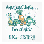 Funny Veggies New Big Sister Personalized Announcements