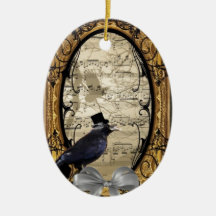 Funny vintage gothic steampunk crow christmas tree ornaments