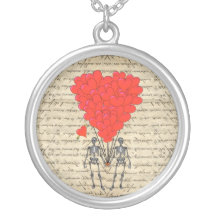 Funny vintage Skeleton and red heart Jewelry