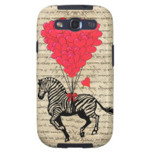 Funny vintage zebra & heart balloons