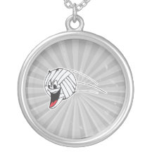 funny volleyball cartoon character in flight necklace