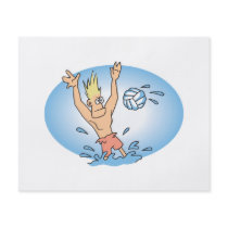 funny waterpolo dude cartoon flyer